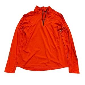 NIKE Running Quarter Zip Long Sleeve Shirt Men's Size‎ L Orange Athletic